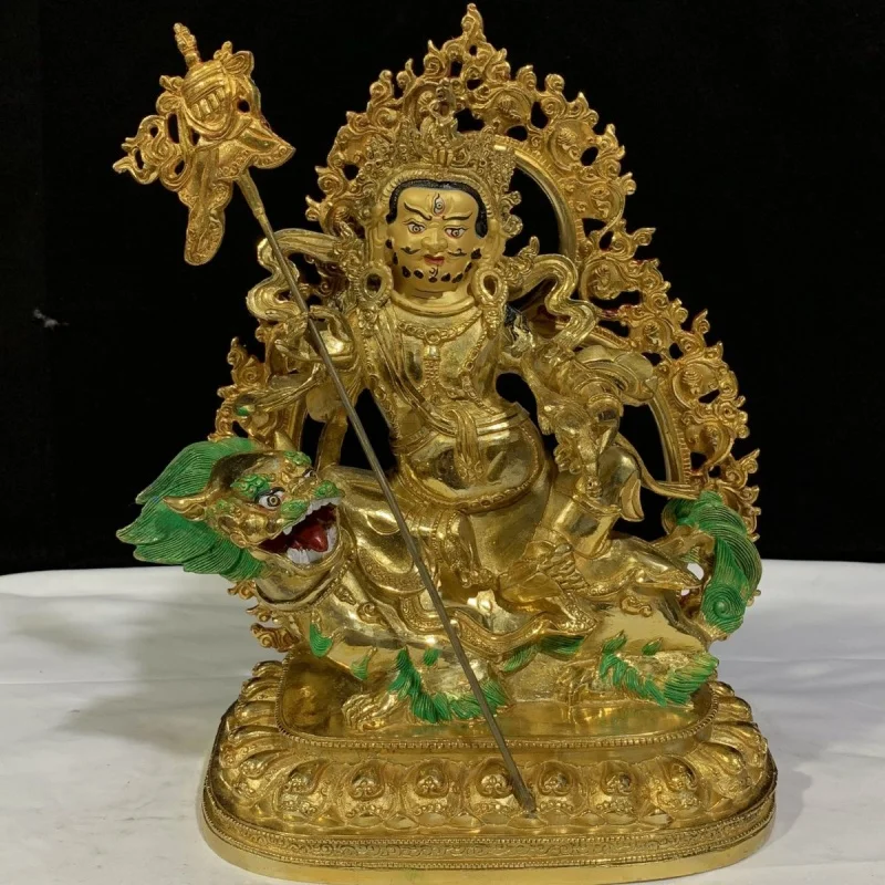 10-Inch God of Treasure Pure Copper Full Gilt Seiko Buddha Statue 10-Inch Decoration Tibetan Secret Buddha Table Worship Statue