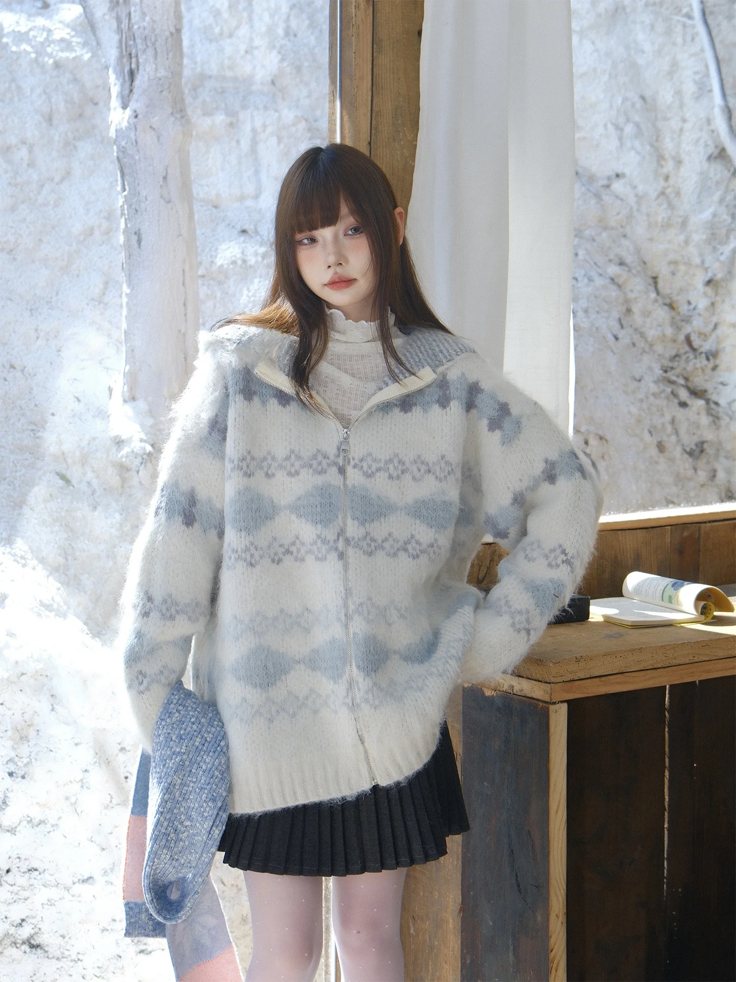 

Американский ретро цветной вязаный свитер, женский свободный вязаный свитер, осень-зима, теплая длинная толстовка с подогревом све