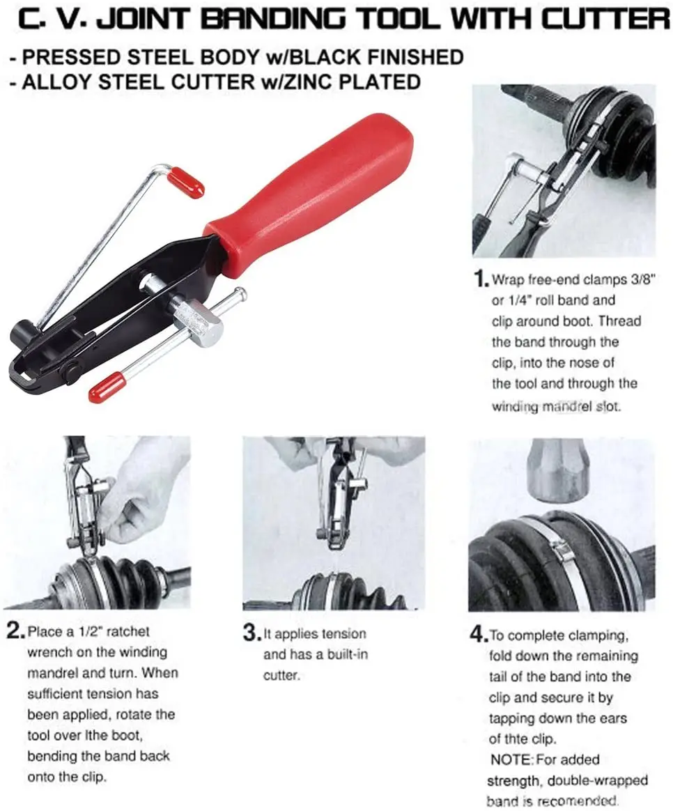 2pcs Auto Cv Joint Boot Clamps Pliers Car Banding Tools Kit Set
