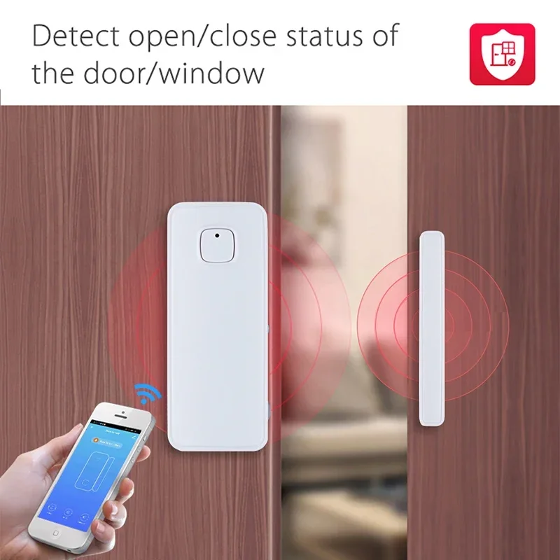 Sensore WiFi Smart per porte e finestre Avvisi di notifica APP Tuya Rilevatore di sicurezza per allarme domestico, compatibile con Alexa Google Home