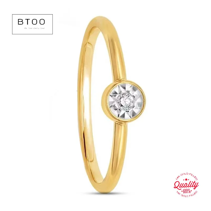 

14K Gold Filled 4mm White AAA Zircon Bezel Ring Boho Gold Jewelry Minimalist Knuckle Ring Anillos Mujer Gold Rings for Women
