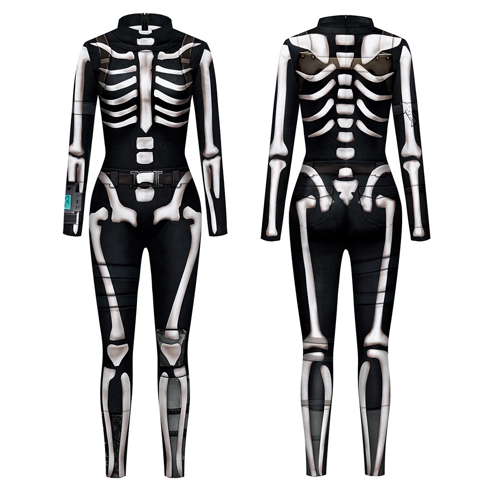 Anime Schedel Jumpsuit Volwassen Halloween Cosplay Kostuum Skelet Bodysuit Spandex Zentai Pak Party Catsuit Fancy Rompertjes Outfit