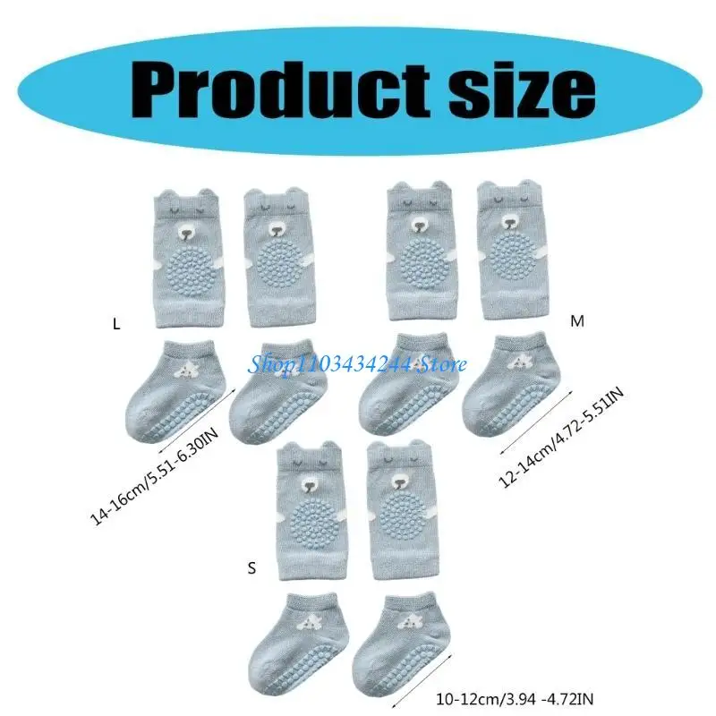 واقيات ركبة الأطفال من كارتون بير وجوارب مضادة للانزلاق لتعلم الزحف للأطفال