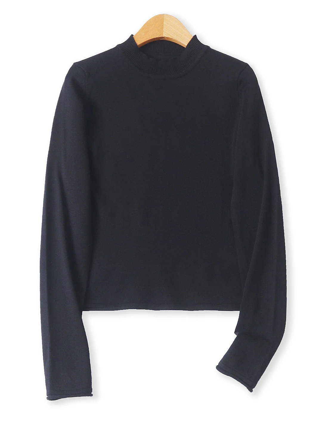 

Slim Fit Long Sve Knitted Base irt Autumn New Sle Women's Pure Color High Elastici Thin Top Quali Ladies Sweater