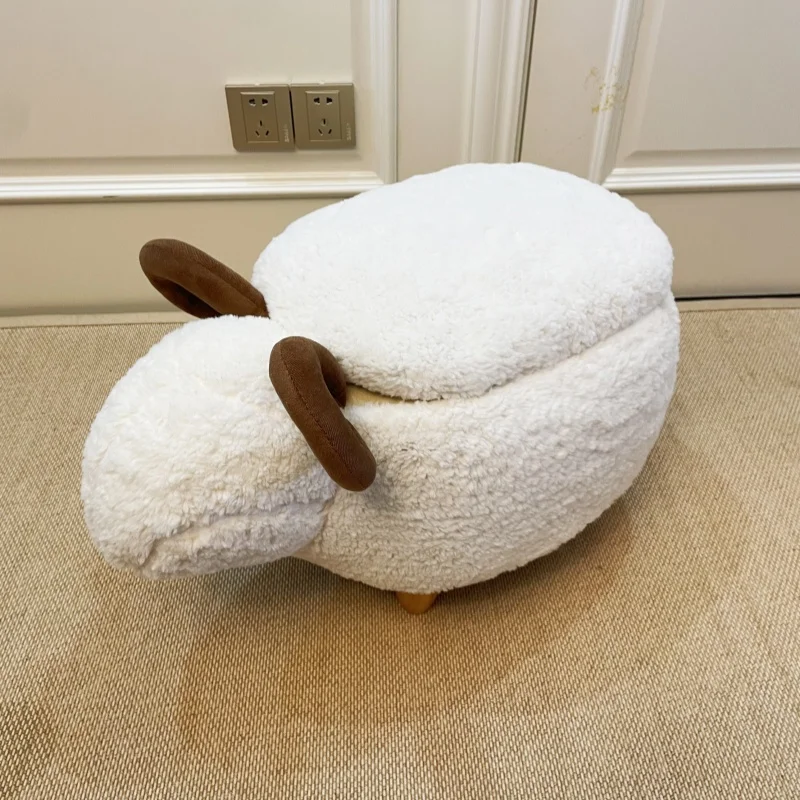 Vivid Adorable Animal-Like Features Storage Ottoman Bench with Sheep Storage Stool Animal Ottoman Footrest Stool/Padded Seat