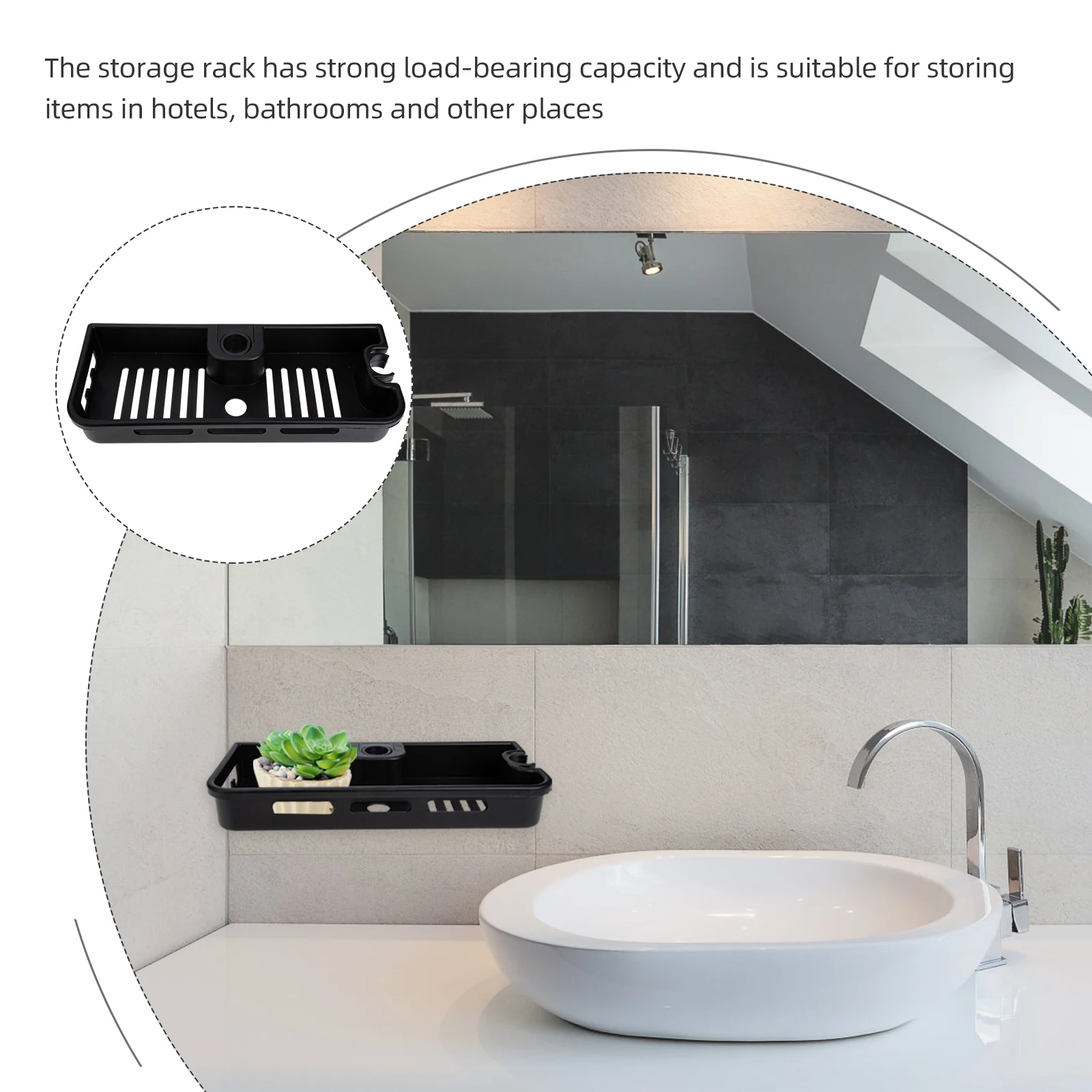 

2pcs Shower Rack Plastic Storage Shelf Bathroom Organization Wall Mounted Large Capacity Shampoo Soap Holder