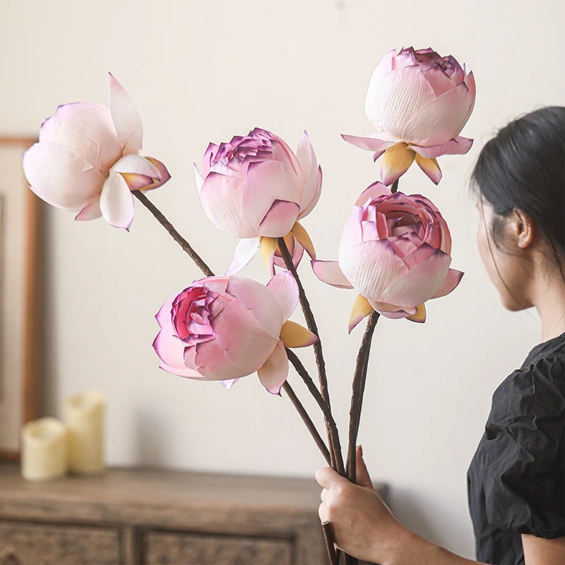 

Lotus Artificial Flowers Artificial Flowers Long Branches Pink Decorative Silk Flowers Floral Art Ornaments Artificial Plants