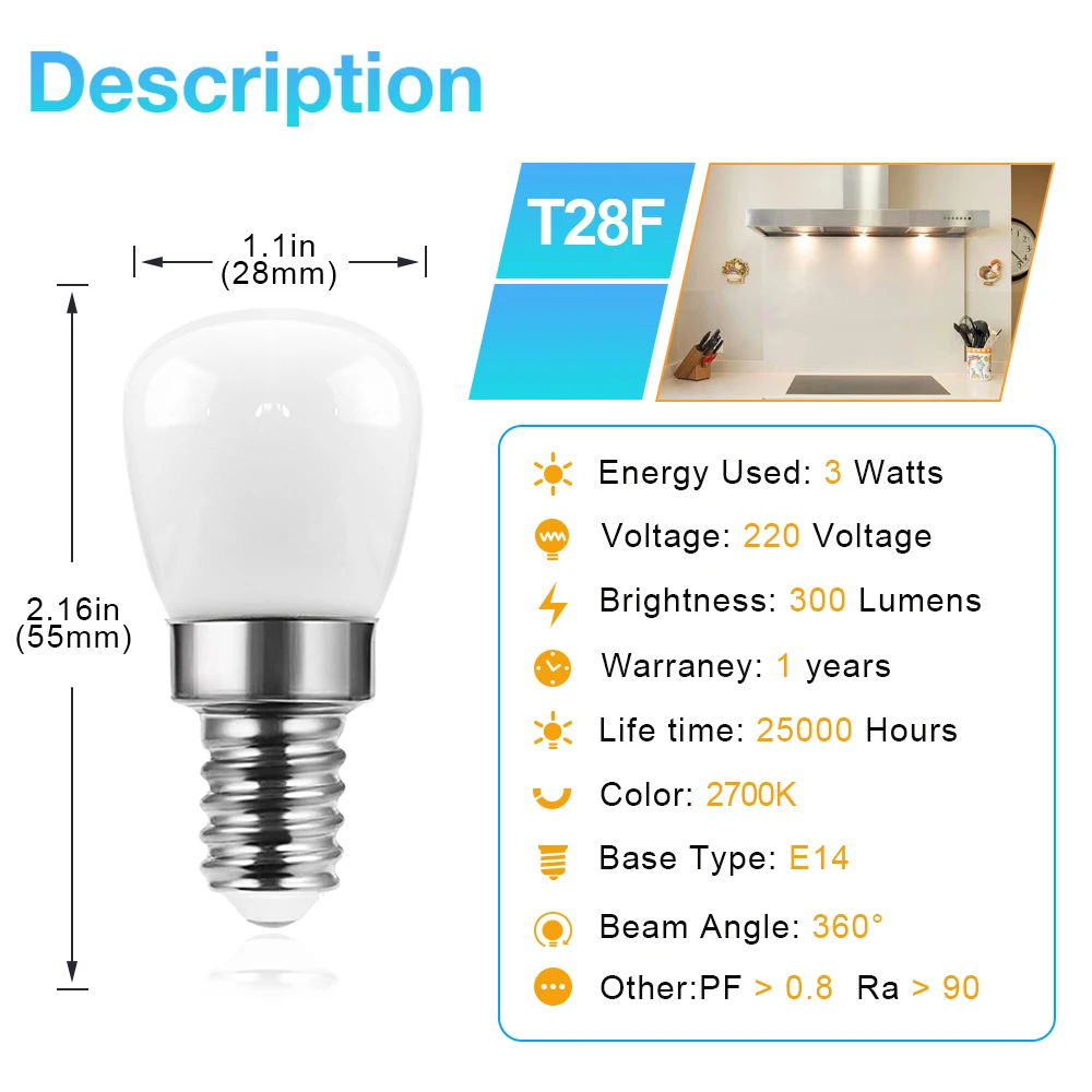 Mini Frigorífico Lâmpada LED, Regulável, Tubo de vidro leitoso, Lâmpada Chandelier, Substituir Halogon, Indoor, 3W, E14, 220V, 3000K, 6000K