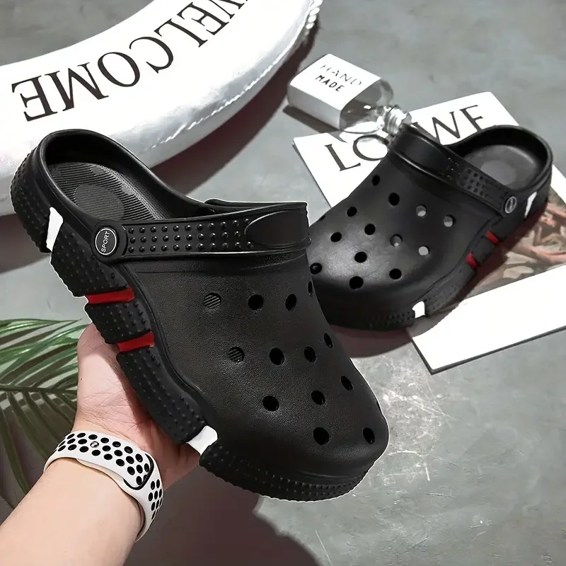 1pair Unisex EVA Garden Shoes Lightweight Non Slip Slides Slippers Casual Hollow Out Beach Sandals Comfortable Cloud Clogs