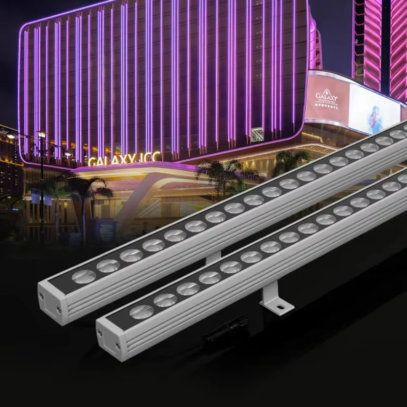 Aluminum Tempered Glass Outdoor Building Building Facade Lighting Ip66 Waterproof DMX512 RGB