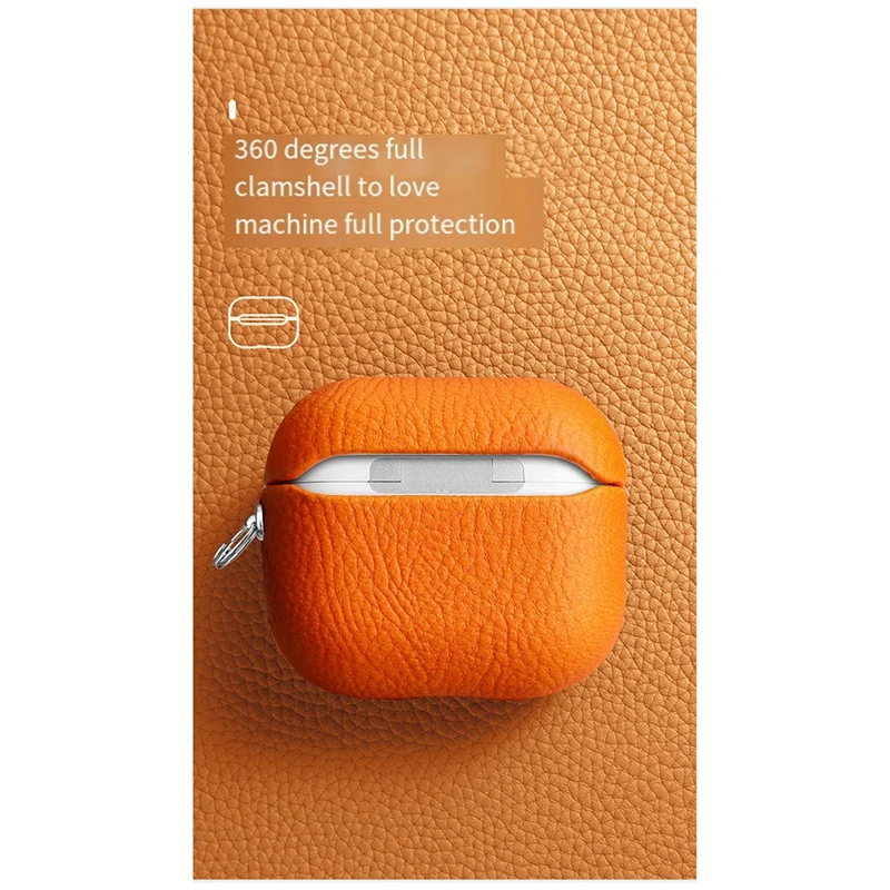 For  Case Lychee Pattern Earphone Cover Protective Earphone Cover For  Pro Cases Shell Trend -Brown