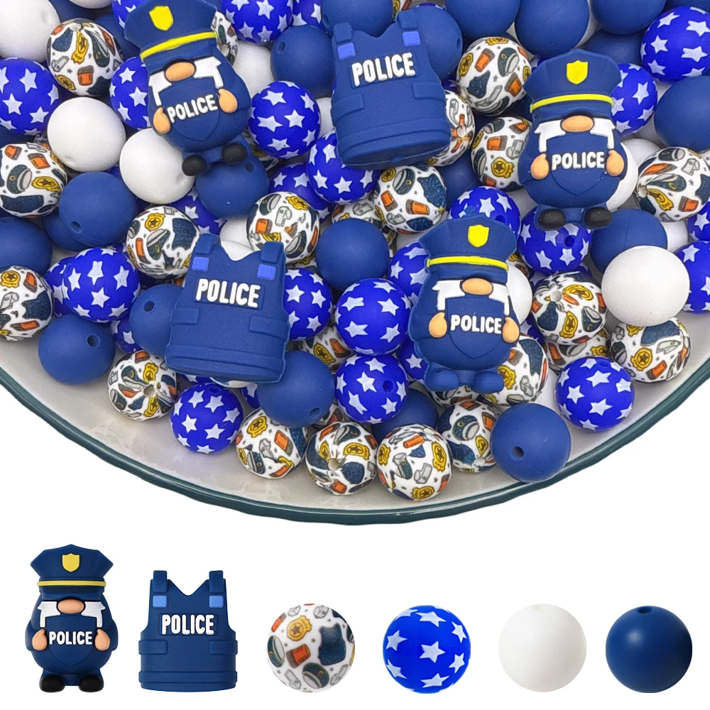 6/25/70PCS first responders silicone bead set, perfect for DIY handmade crafts such as keychains, necklaces, bracelets, etc