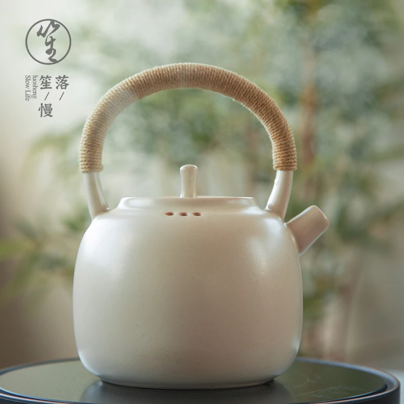 

Чайник из белой глины Jingdezhen Cerc, круглый, для домашнего использования, для заваривания чая на плитке, для нагрева воды