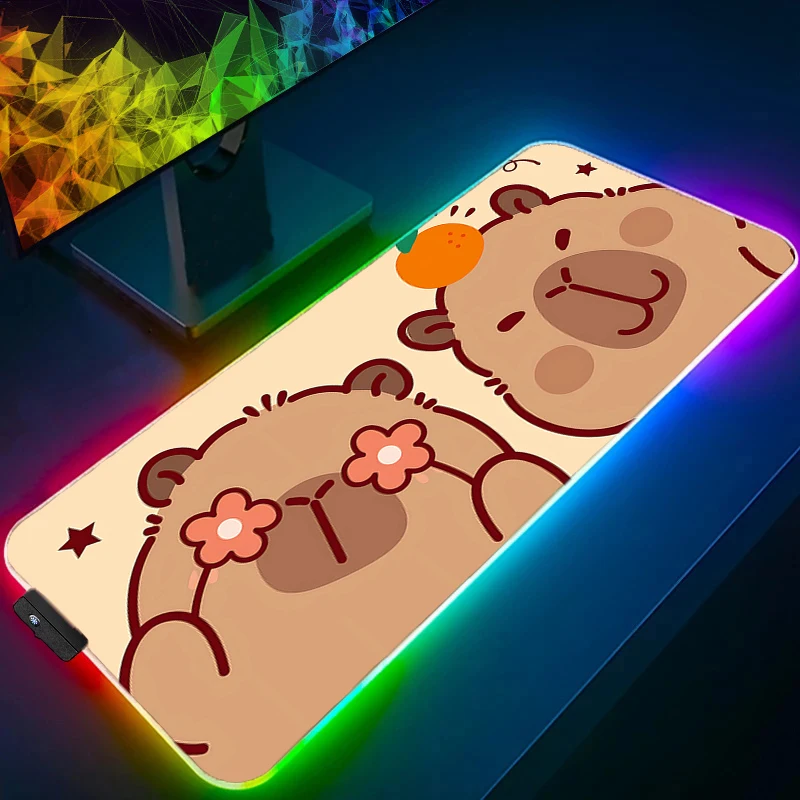 

RGB коврик для мыши геймерские игровые аксессуары Speed LED ноутбук Caroon Capybara коврик для клавиатуры Amo,e резиновый настольный коврик для ноутбука милый коврик для мыши