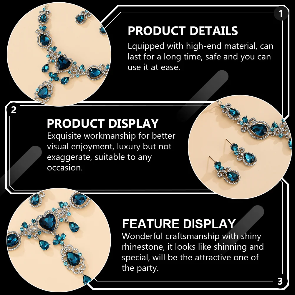 

1 set 1 Necklace Earrings Choker Earrings Set Set Rhinestone Alloy Clavicle Jewelry For Women Party Wedding Anniversary Gift
