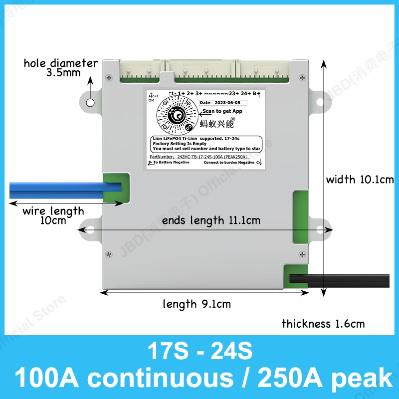 ANT BMS 17S a 24S 850A 300A 100A 50A scheda di protezione li-ion batteria al litio 72V 84V Lifepo4 LTO Smart Bluetooth APP PC