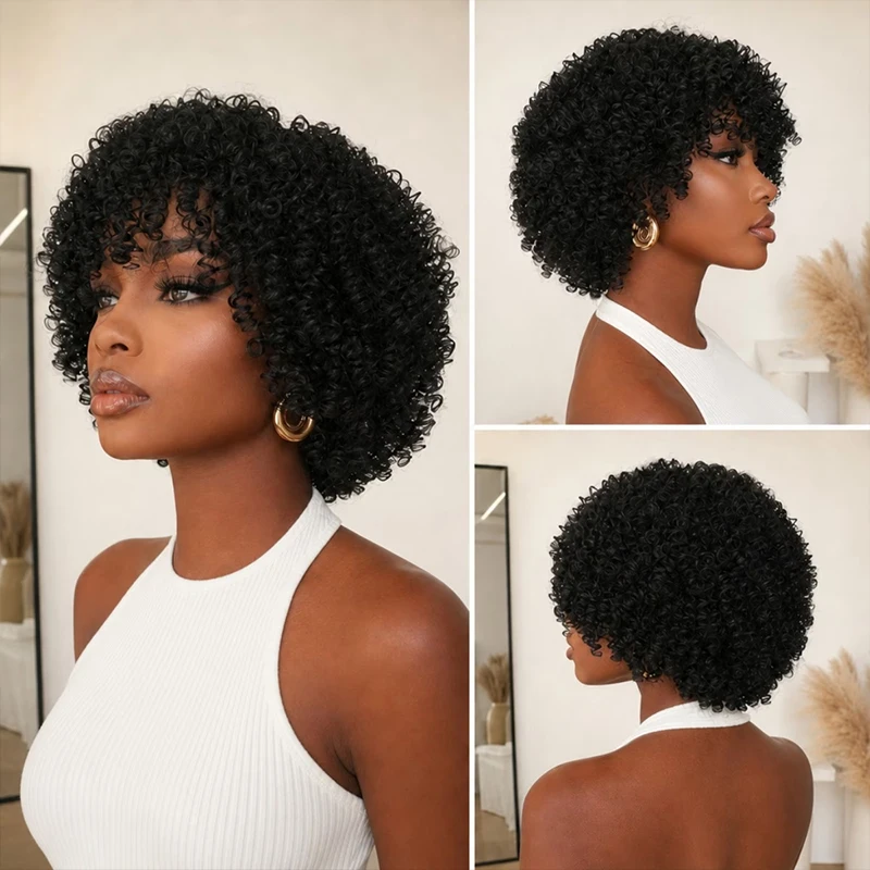 High-temperature-synthesised black 12-inch women’s spiral-curl wig, for cosplay and everyday fashion looks