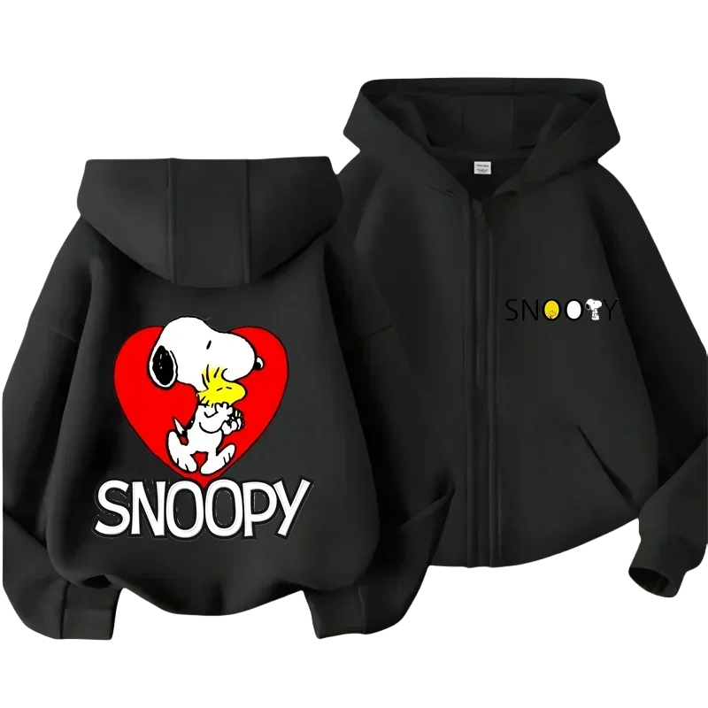 Cute Snoopy Kids Zipper Hoodie Cartoon Print Autumn/Winter Long-sleeved Sweatshirt Casual Top For Boy And Girl Outdoor Jackets