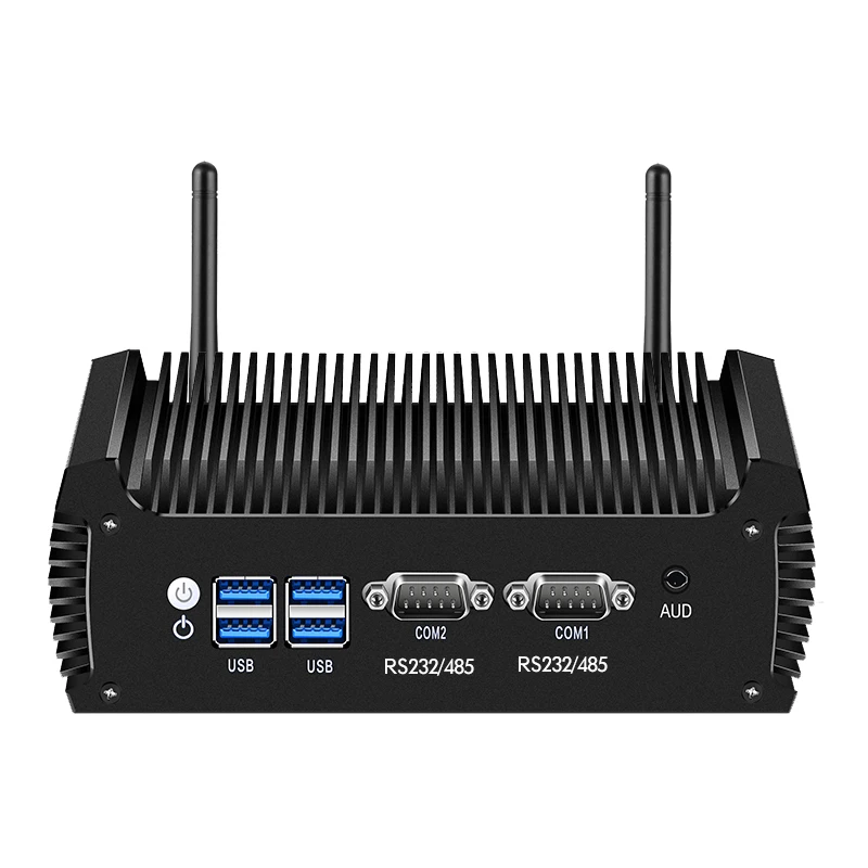Mini PC IPC sans ventilateur Intel Core 6e/7e/8e génération 2x COM RS232/RS485 2x Ethernet 6xUSB WiFi 4G LTE Windows Linux GPIO TPM Expansion