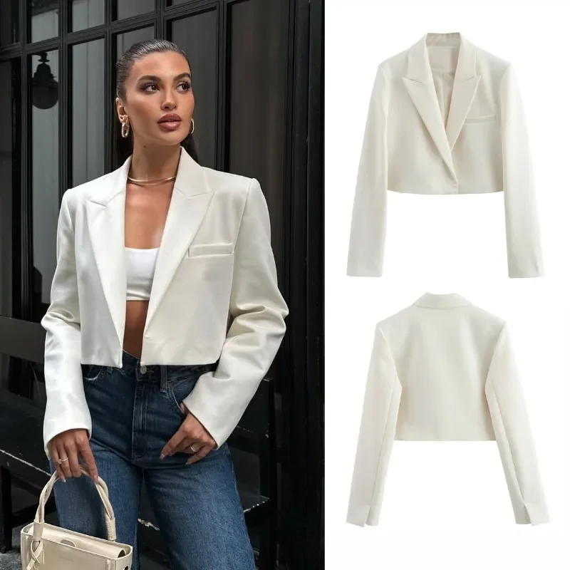 

Лето-Осенний новый женский пиджак, однотонный модный сексуальный пиджак с длинными рукавами и лацканами на одной пуговице, офисная куртка, короткая женская верхняя одежда, одежда