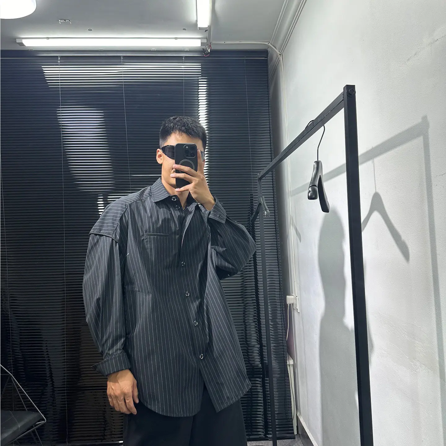 Dark Design Avant-Garde Striped Long-Sleeved Shirt Men's Autumn Fashionable Loose Retro Idle Style Profile