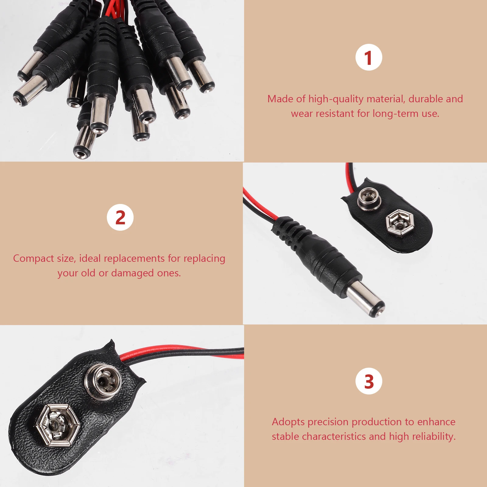 

10pcs Power Cord Snap Connector Crimp Cable Connectors Threaded Wire Lugs Clip Standard Buckle ABS Copper Durable