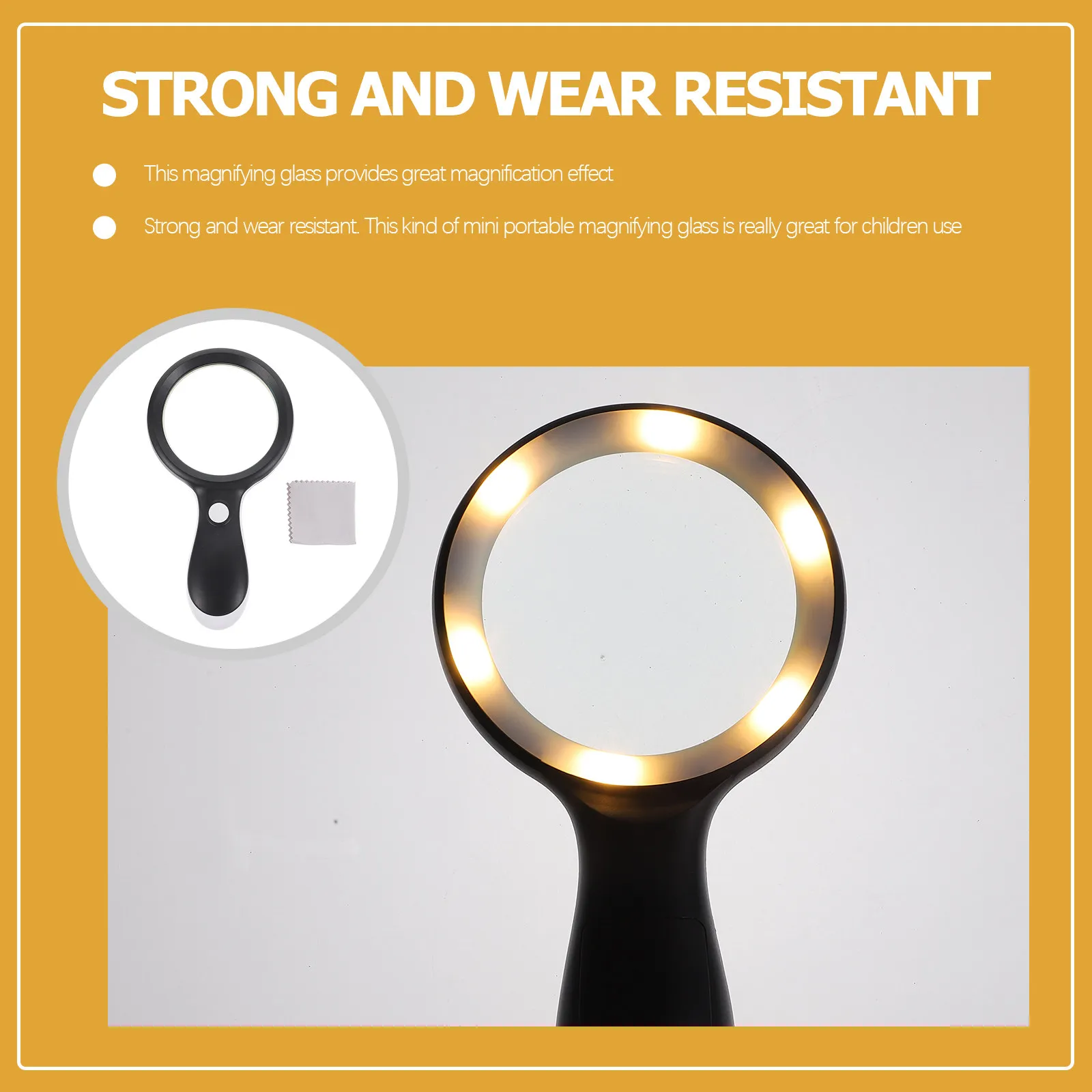 10X Handheld Lighted Magnifying Glass with LED Light Premium ABS Material for Exploration Seniors Reading Home School Use