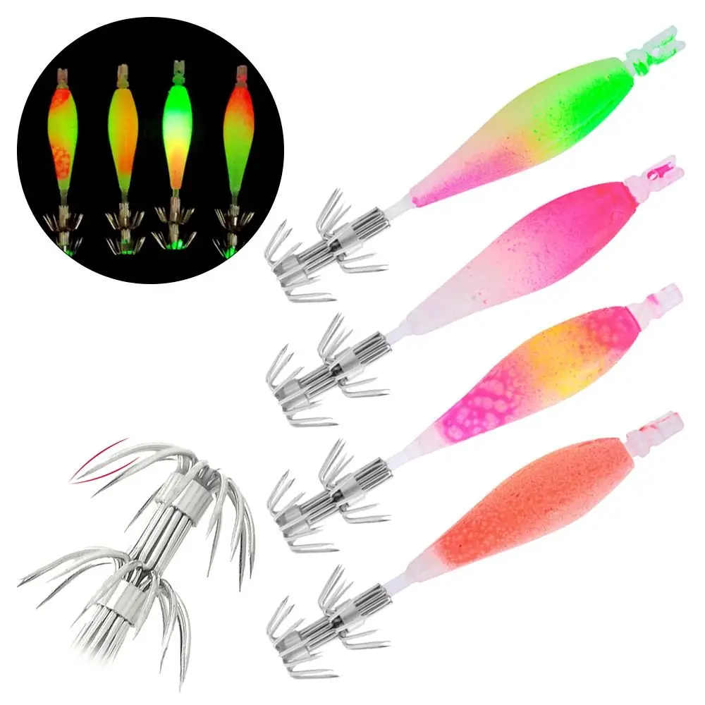 4Pcs/Pack Hot Sale Fishing Accessories Micro Floating Artificial Baits Squid Hooks Soft Lure Jig Fishhooks