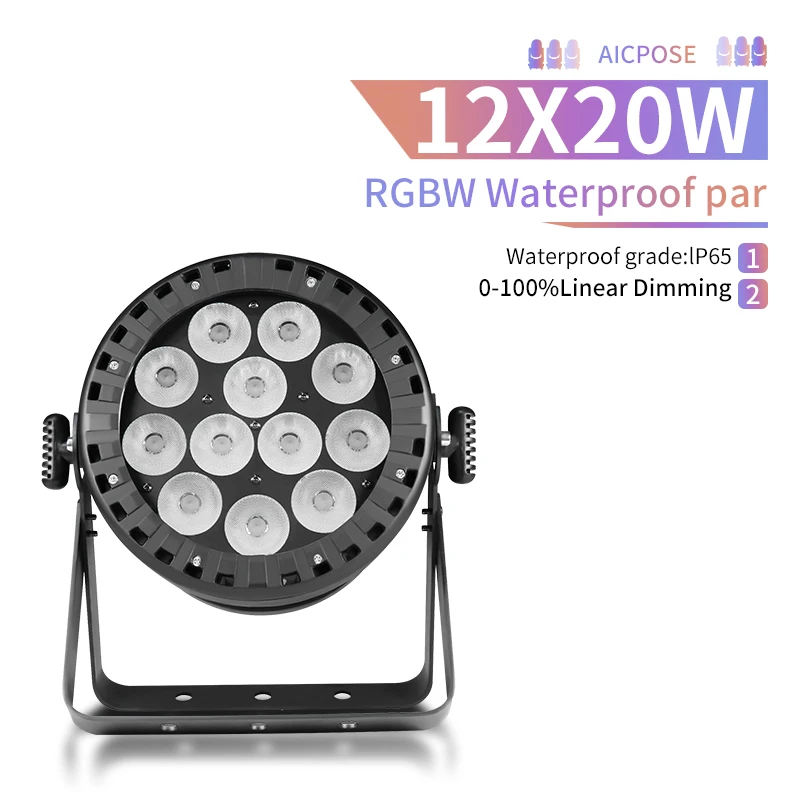 

IP65 12x18 Вт Rgbw Led Водонепроницаемый Par Light Открытый светодиодный светильник для свадебной сцены DJ Up Lighting