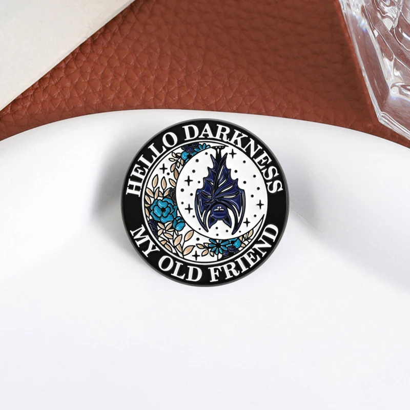 Hello Darkness My Old Friend Enamel Pin Folk Song The Sound Of Silence Lyrics Brooch Lapel Badge Fashion Jewelry Gift for Friend