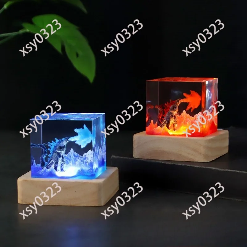 Creative Cube Resin Night Light Modern Home Office Study Decor Craft