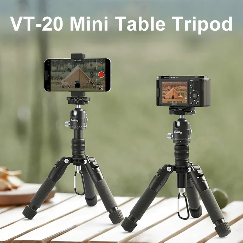 SmallRig VT-20 Aluminum Mini Table Tripod Max Load 6kg w Quick Release Plate Phone Clip for DSLR Mirrorless Cameras Smartphone