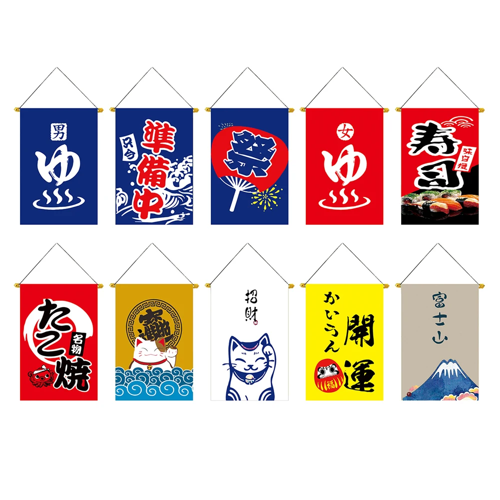 30x45cm Sushi Restaurant Bunting Banners Japanese Style Lucky Cat Triangle String Flag Oxford Cloth Izakaya House Decoration