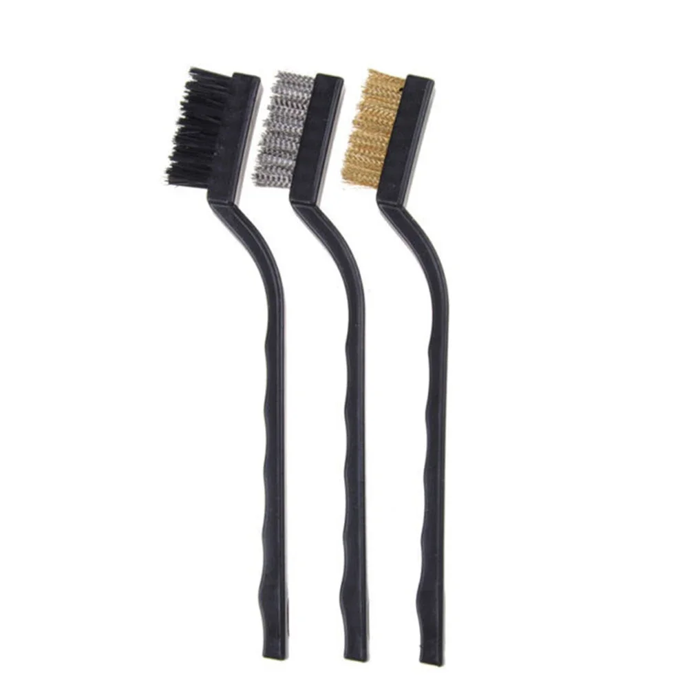 Brosse à dents en acier inoxydable avec poignée en plastique, brosse métallique pour livres, outils à main pour la maison et l'industrie, mini brosse à dents en nylon pour enlever le gIslande