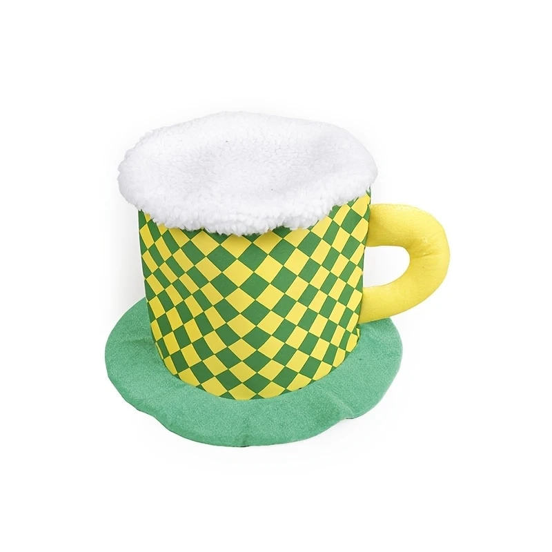 Big Exaggerated Simulated Beer Mug Hat Green Yellow Plush Irish Parties Parades Adult Football Events Beer Party Supplies