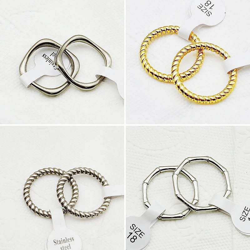 20pcs Wholesale New Stainless Steel Rings Geometric Shape Round Women's Rings Fashion Jewelry Wedding Party Couple Gifts