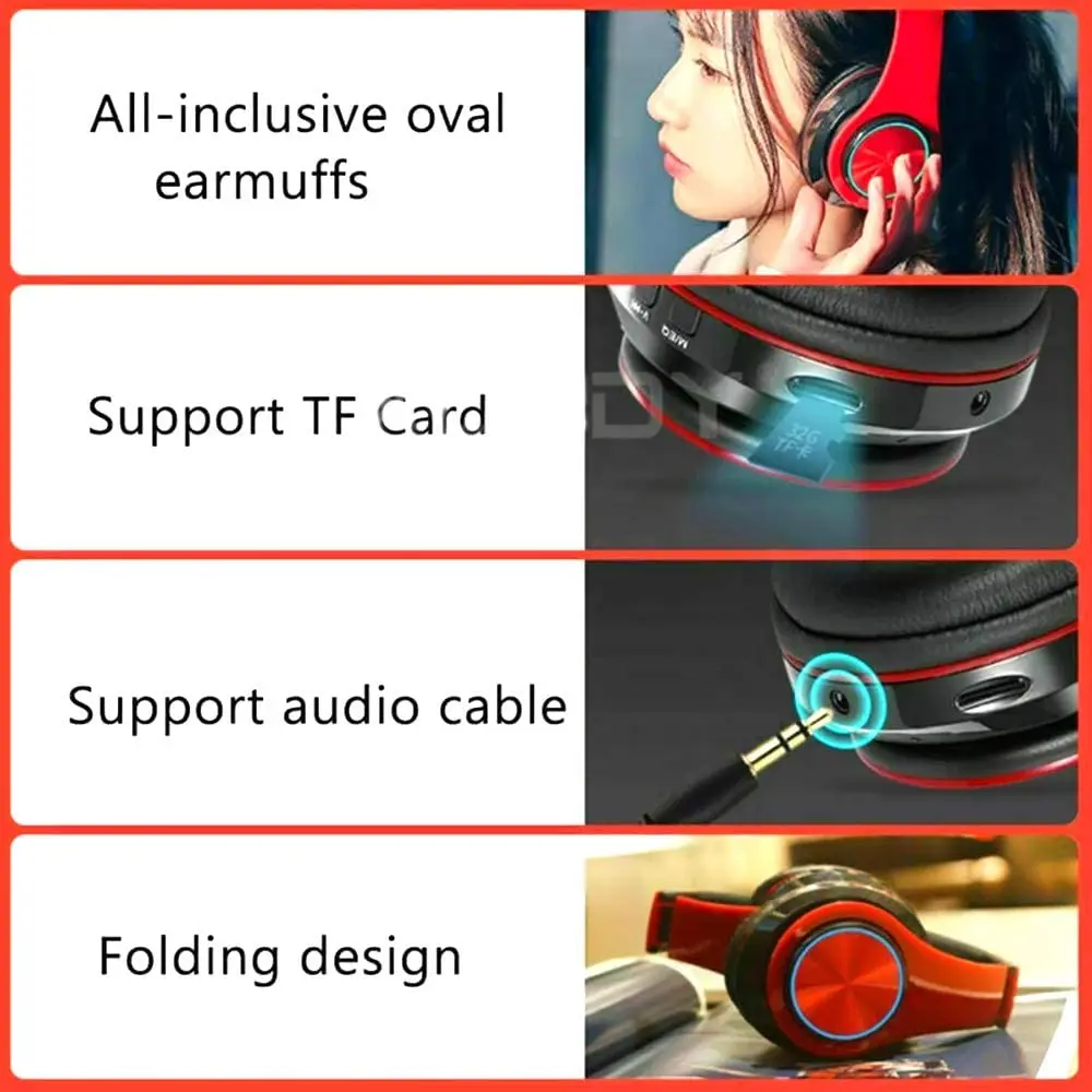 B39 Headset Gamer Headphones Bluetooth Surround Sound Stereo Wireless Earphone USB With Microphone Colorful Light Laptop Headset