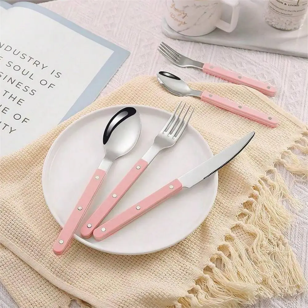 1 piece pink nail Western tableware stainless steel Nordic style spoon high appearance level Western knife, fork and spoon