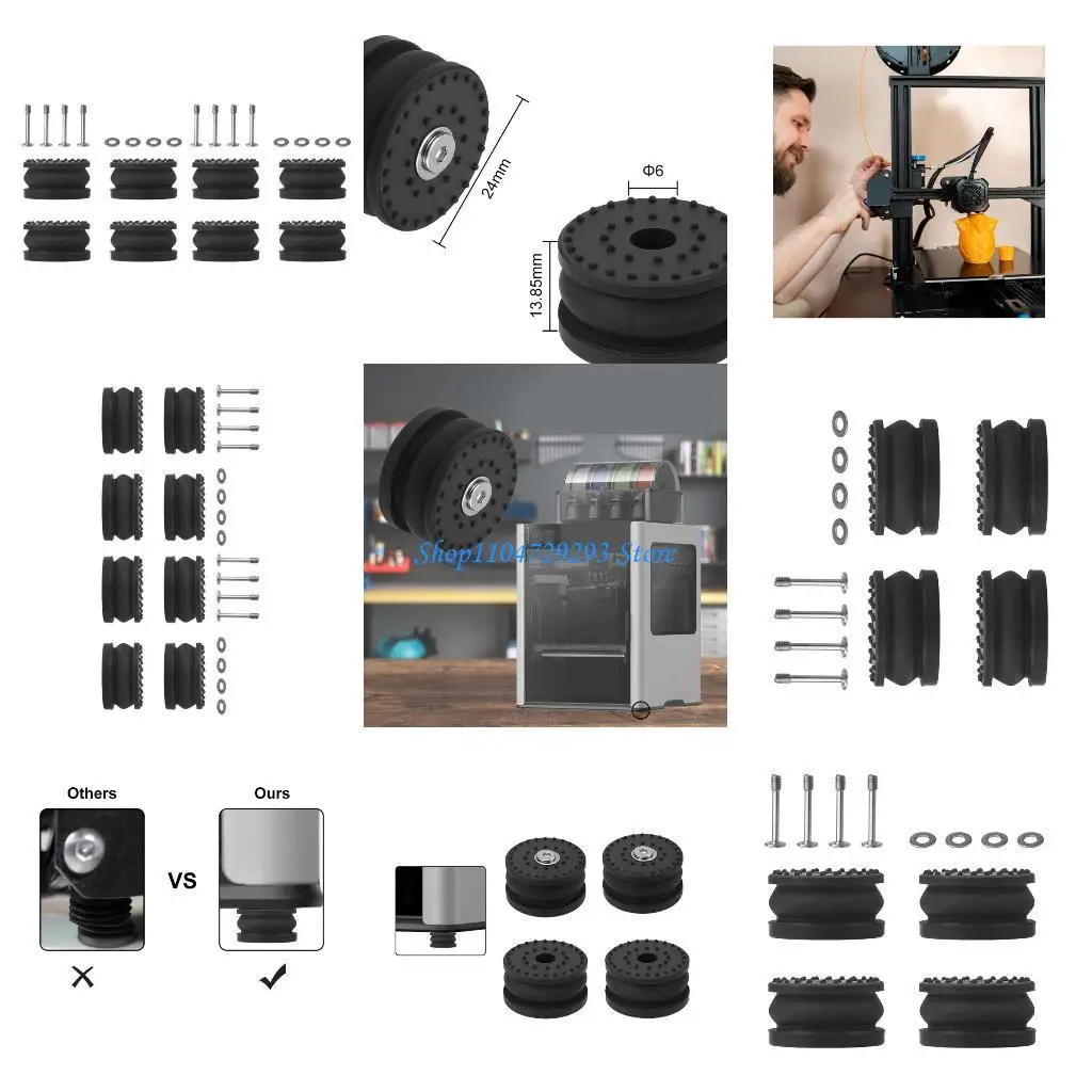 

Y2GD 4/8pcs Printer Shock Absorbing Pads Silicone Stabilizers Vibration Resistant