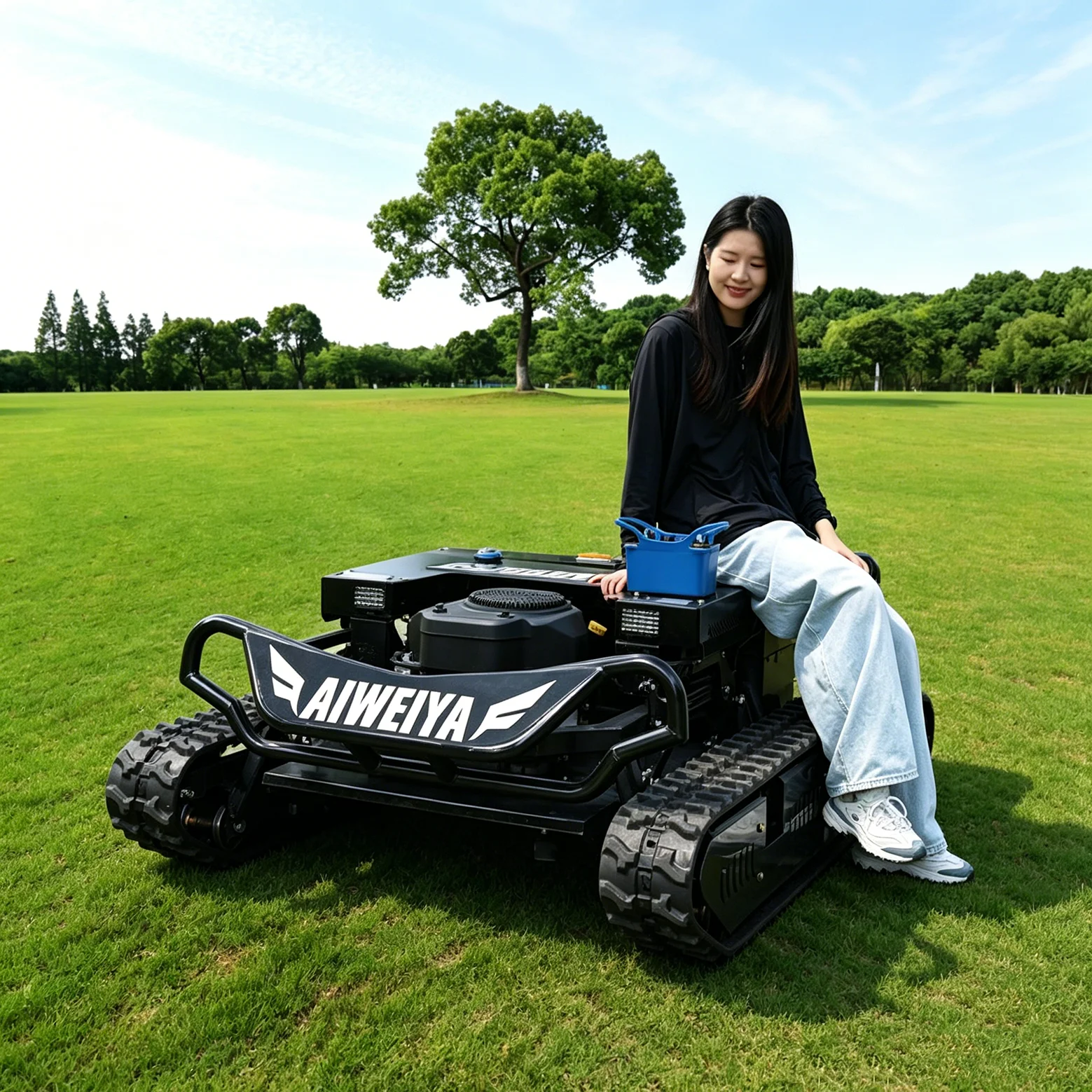 Customized Self-propelled All Terrain RC Robotic Mower 4-stroke Tracked Zero Turn GPS Match Site Cutting Width & Height