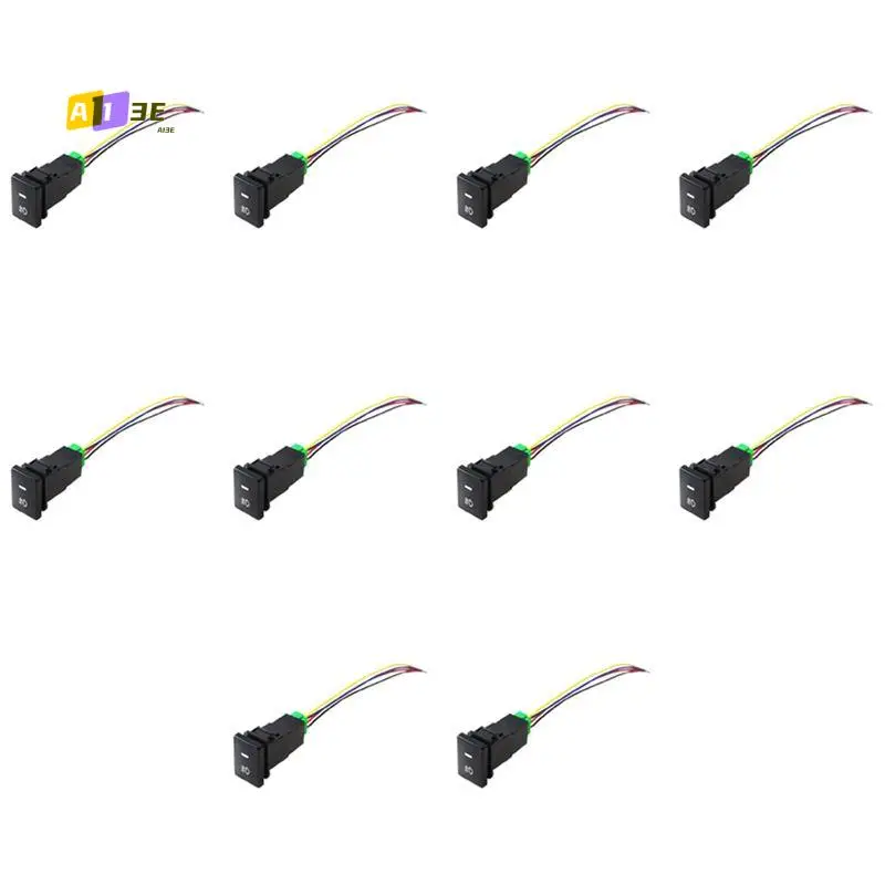 A03E-10X 4-Pole 12V Push Button Switch With LED Background Indicator Lights For Fog Lights DRL LED Light Bar(33X22mm)