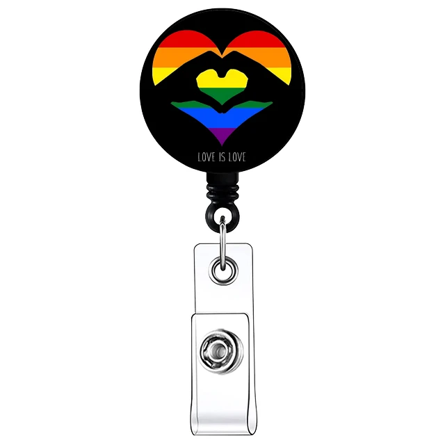 A2363 Arco-Íris Dos Desenhos Animados Gay LGBT Emblema Carretel Retrátil ID Lanyard Nome Tag Cartão Crachá Titular Clipe Médico Enfermeira Escritório Suprimentos