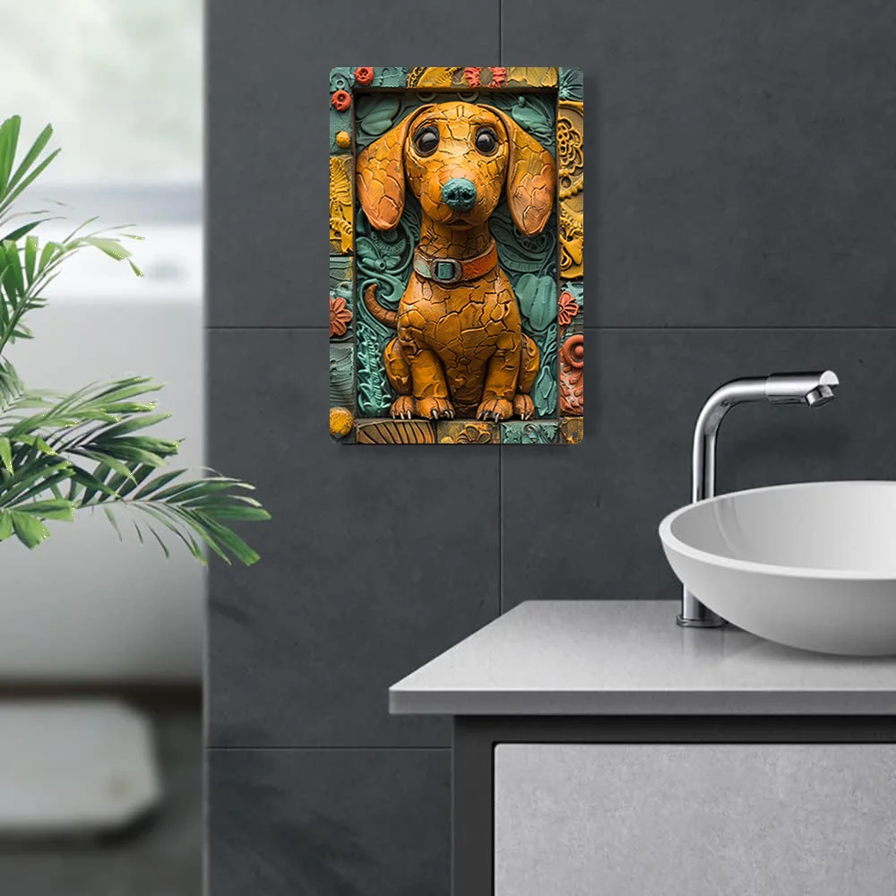 8x12 Inch 100% Aluminum Metal Tin Sign: Dachshund 2D Effects Autumn Winter Decorations - 32% Higher Bending Resistance