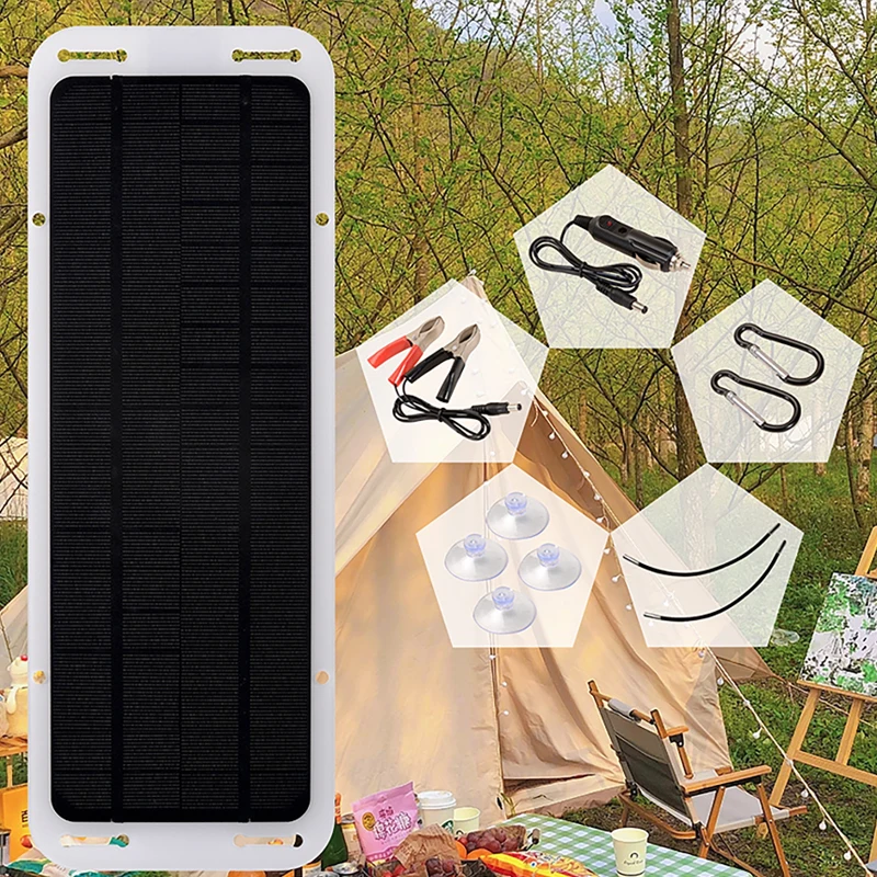 18V Solar Panel USB/DC Output Waterproof Outdoor Hiking Camping Portable Power Bank For Mobile Phone MP3 Camera Table Charging