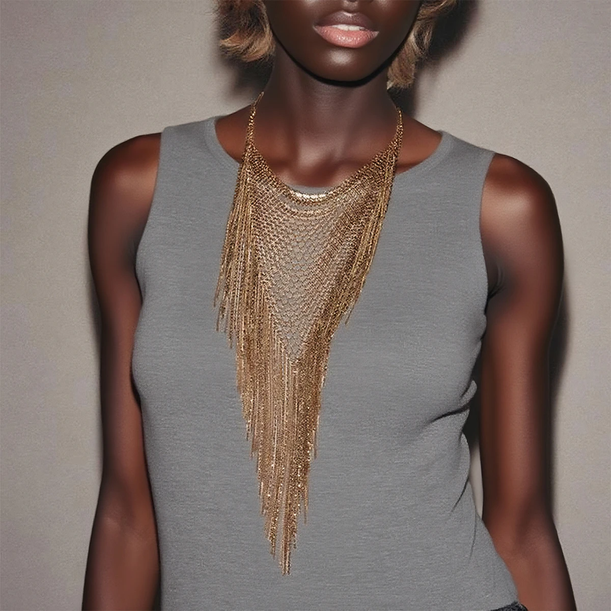 

ZAA Handmade Vintage Metal Chains Tassels Pendant Necklaces for Women Bib Choker Necklace Boho Jewelry Neck Accessories