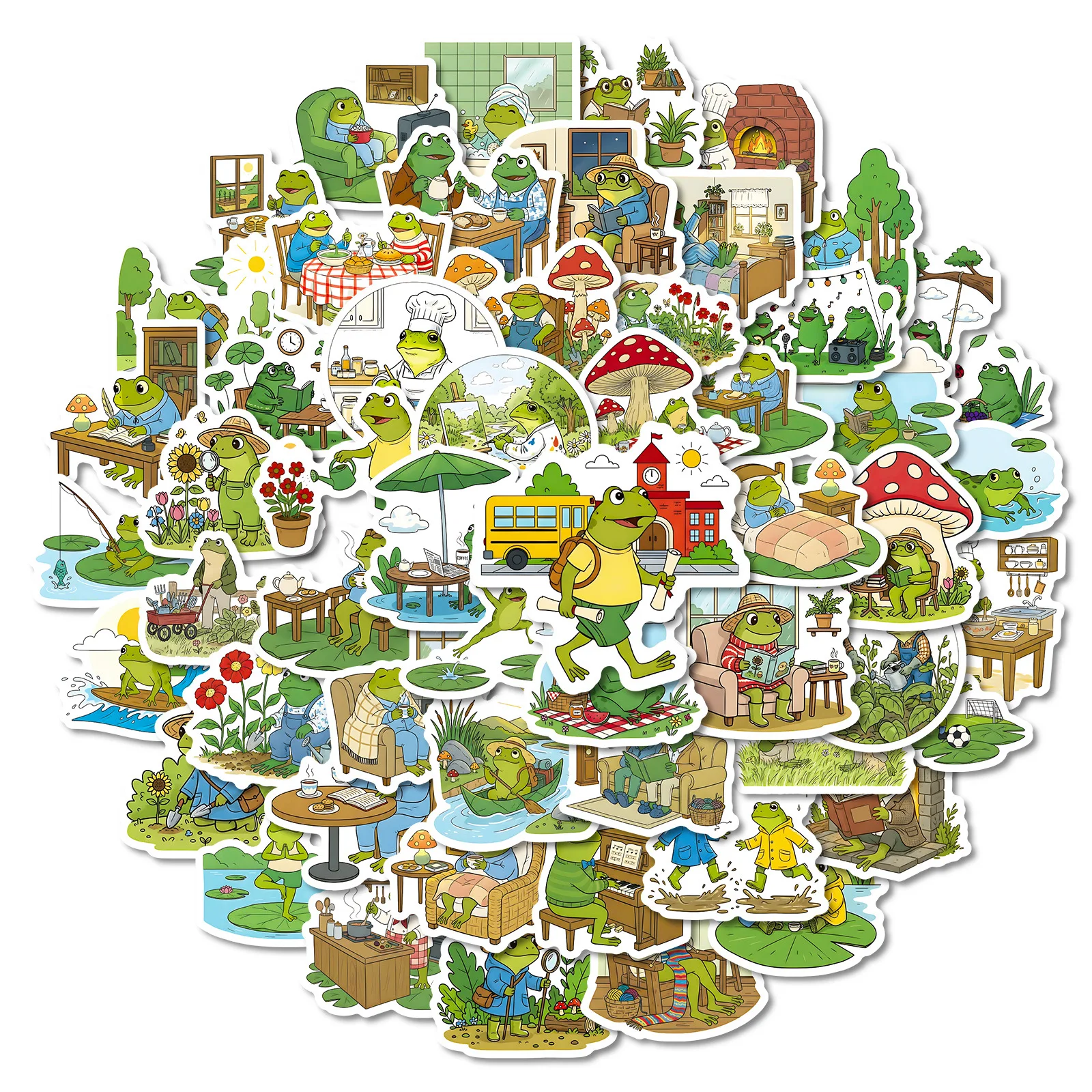 56 pçs bonito sapo rotina diária adesivos dos desenhos animados engraçado graffiti decoração diy notebook mala guitarra geladeira telefone decalques