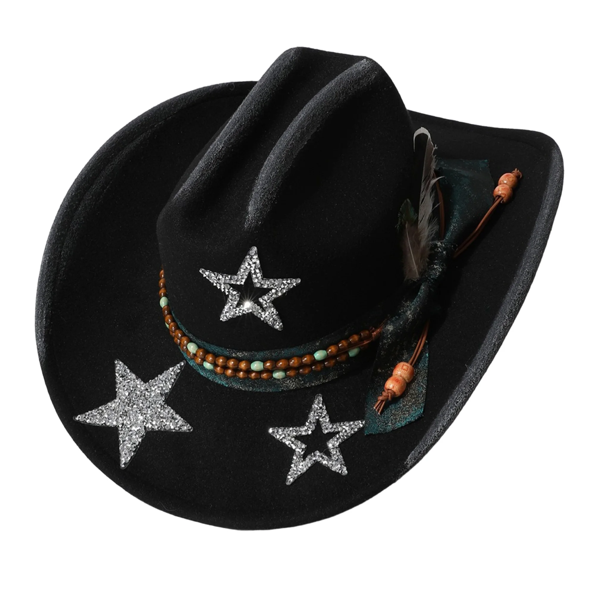 

Женская соломенная ковбойская шляпа с вышивкой, лентой Concho и бахромой для мероприятий в родео и музыкальных фестивалях