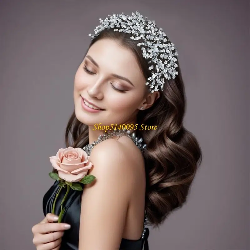 DXAE BRAIDED Crystal Headband Fashion Party Fryzjer Elegancki ślubny panny młodej fryzury