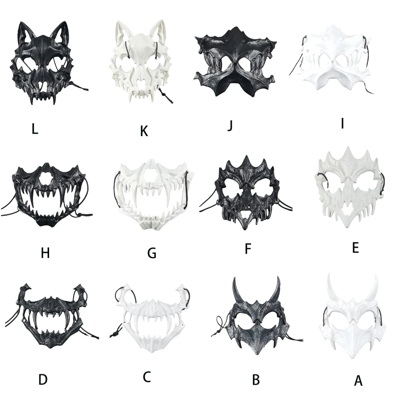 Japanese Halloween Japanese Dragon God Werewolf Mask Cosplay Animal Skeleton Mask Unisex Plastic Party Stage Show Mask  DropShip