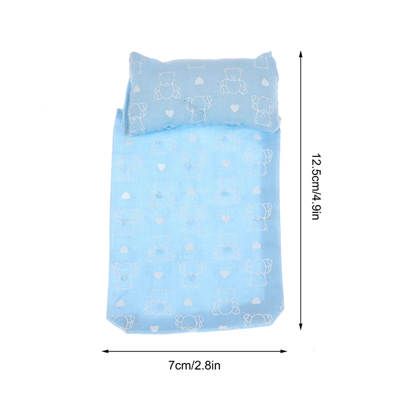 Drap et oreiller miniatures pour maison de courses, doublures de lit, modèle de literie, décor de chambre à coucher, jouets de simulation pour enfants, 1:12